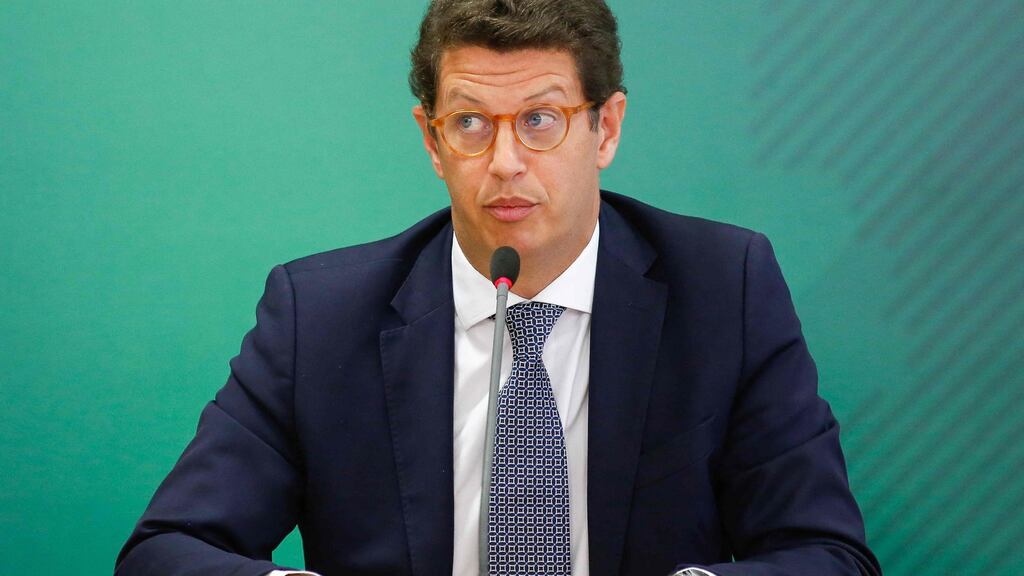 Brazil’s environment minister Ricardo Salles: US officials suspect corrupt Brazilian officials are providing falsified paperwork for illegally felled Amazonian hardwoods exported to the US. Photograph: Sergio Lima