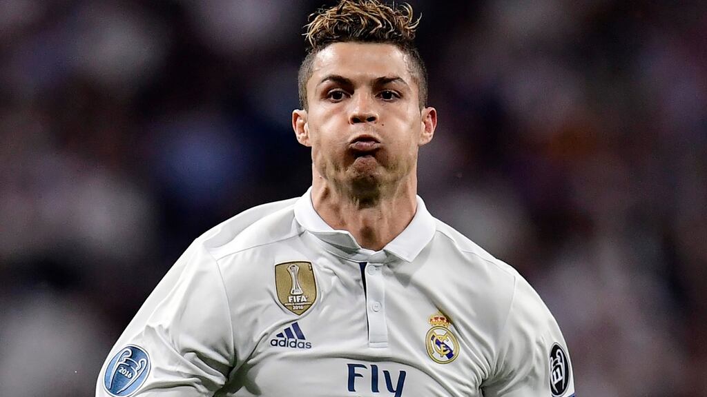 Cristiano Ronaldo during Real Madrid’s 3-0 win at Santiago Bernabeu last night. Photograph: Getty Images