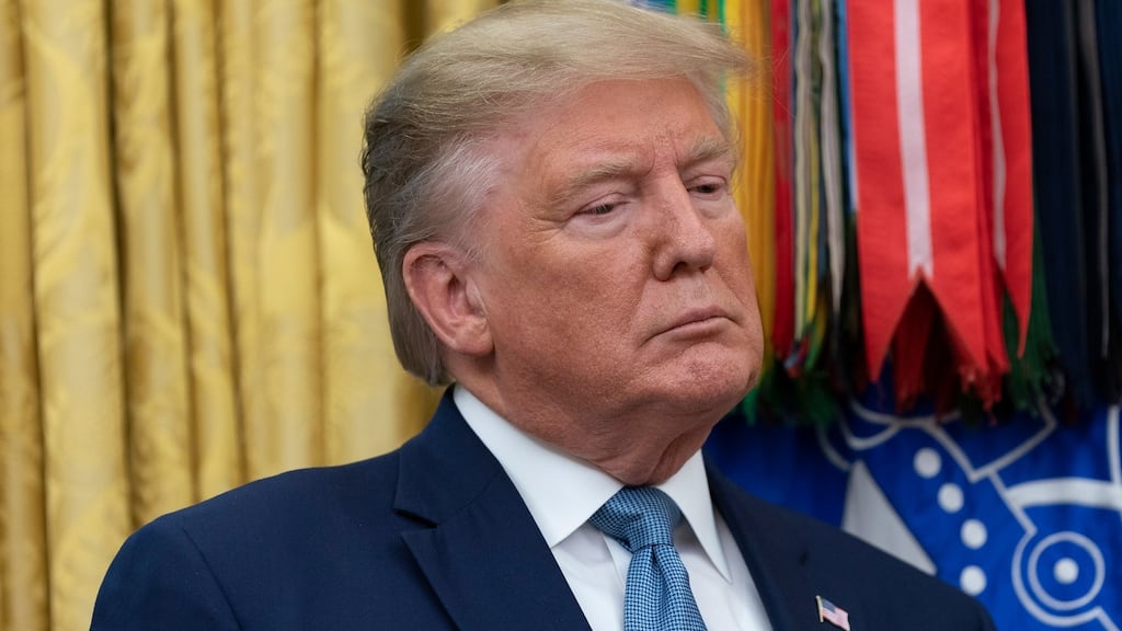 US president Donald Trump. The US has lost its top spot in the World Economic Forum’s annual competitiveness report. Photograph: Chris Kleponis/EPA