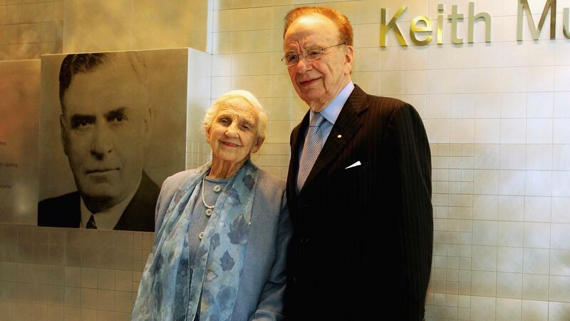 Rupert Murdoch and his mother Dame Elizabeth Murdoch at the opening of the new Adelaide Advertiser building in 2005 in Adelaide. Photograph: James Knowler/Getty Images