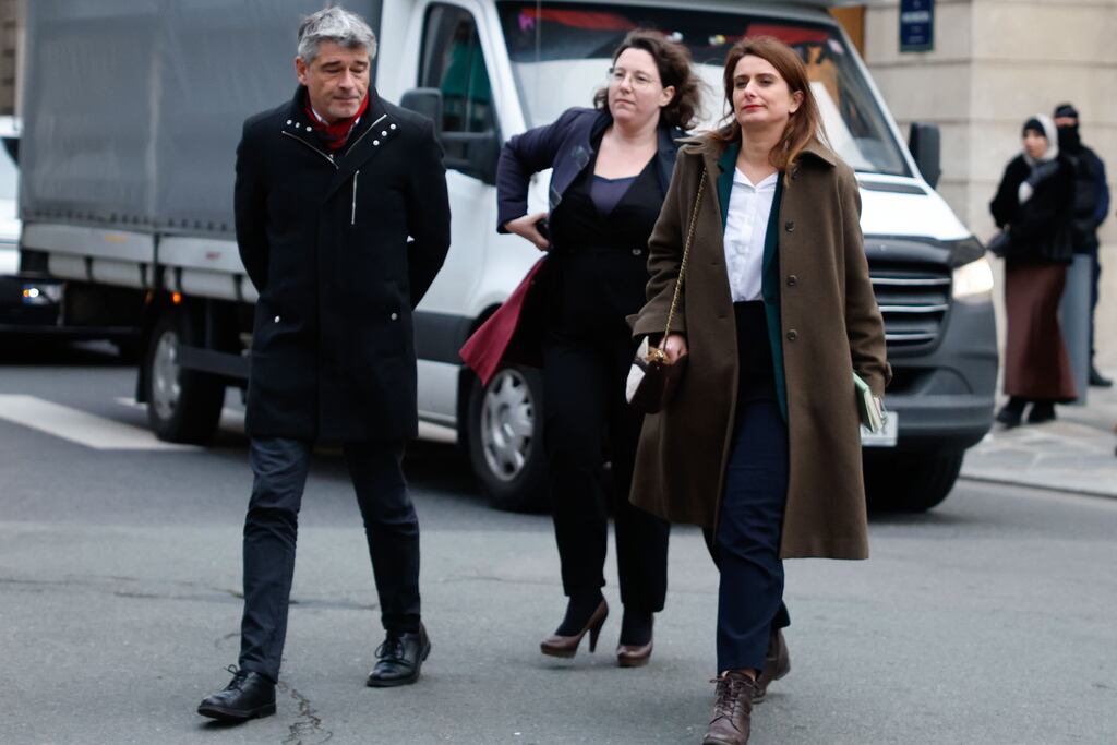 Senator Guillaume Gontard, Green party MP Cyrielle Chatelain, and national secretary of the Ecologists Marine Tondelier arrive at the Élysée prior to their government formation meeting with French president Emmanuel Macron in Paris, France. Photograph: Shutterstock