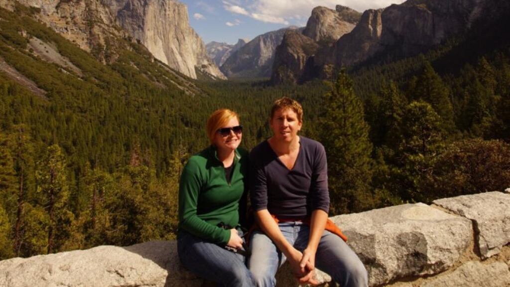 Caitlin Vennard and Cormac McGrady at Yosemite National Park in California in 2012. McGrady is now unable to visit his American wife’s family in the US because he is banned from the country.