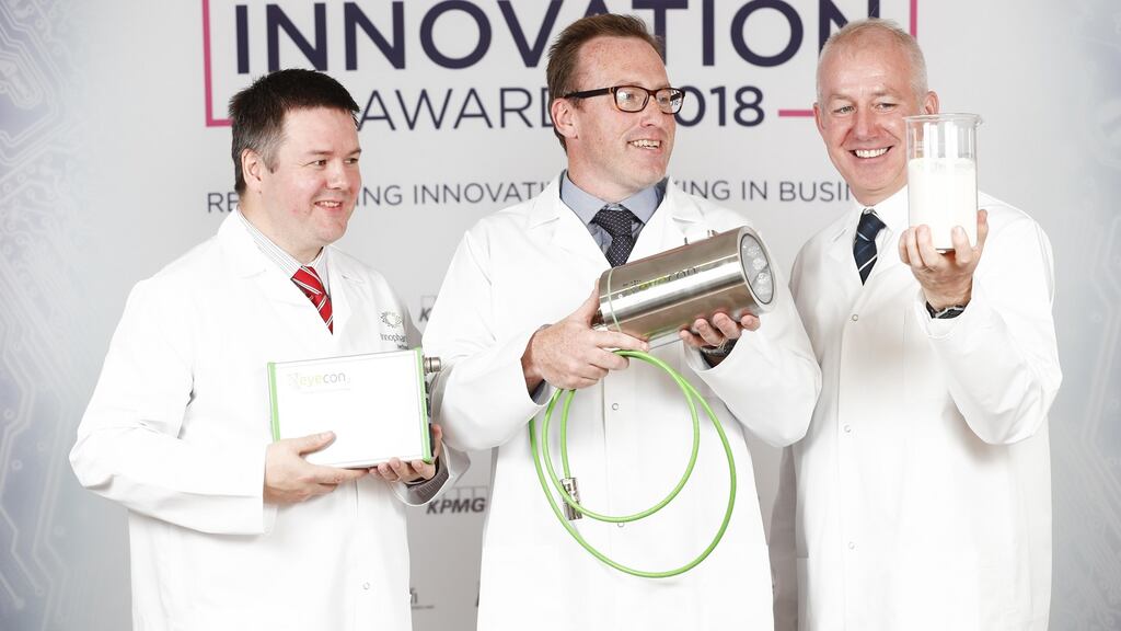 Seán Costello, Ian Jones and Luke Kiernan of Innopharma. Photograph: Conor McCabe