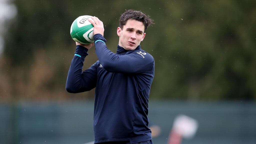 Joey Carbery during Ireland’s training session at Carton House on Wednesday. Photograph: Dan Sheridan/Inpho