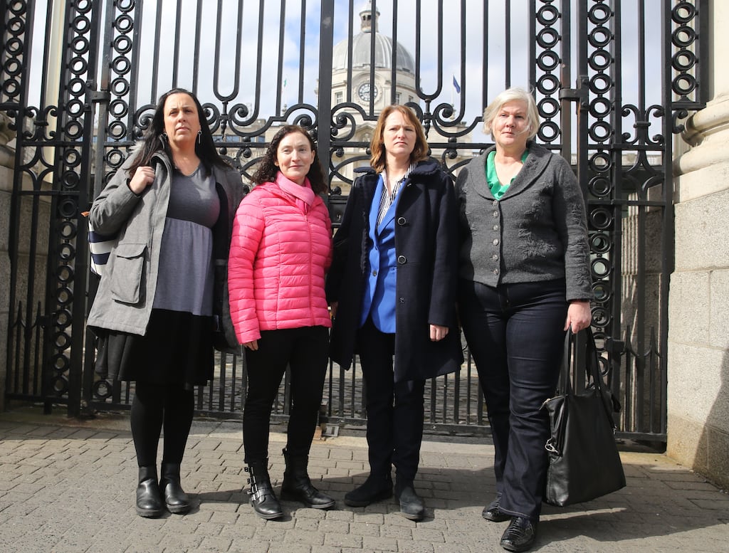 Members of Women of Honour: Honor Murphy, Yvonne O Rourke, Diane Byrne and Karina Molloy ahead of a meeting with Tanaiste Micheál Martin. Photograph: Gareth Chaney/Collins Photos
