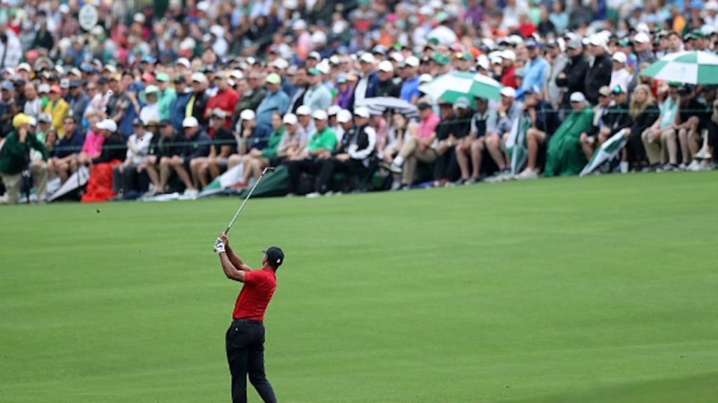Tiger Woods during the final round of the 2019 Masters at Augusta National. Photograph: Getty Images