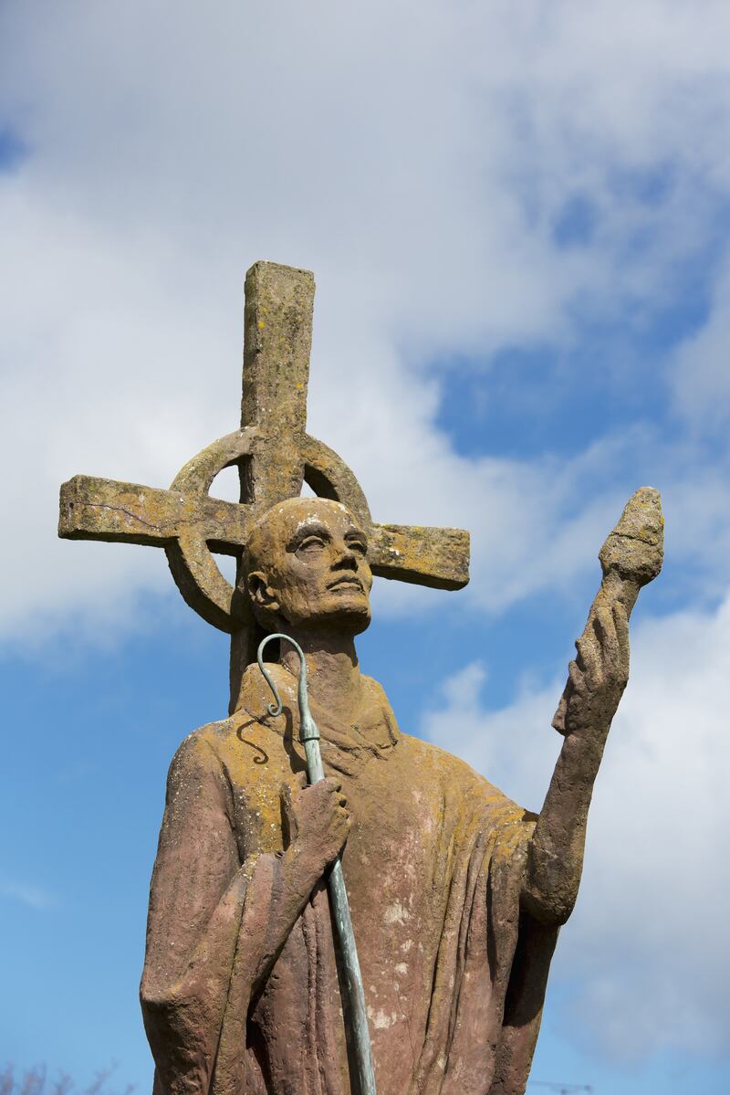 A statue on the Holy Island of Lindisfarne. Photograph: Getty
