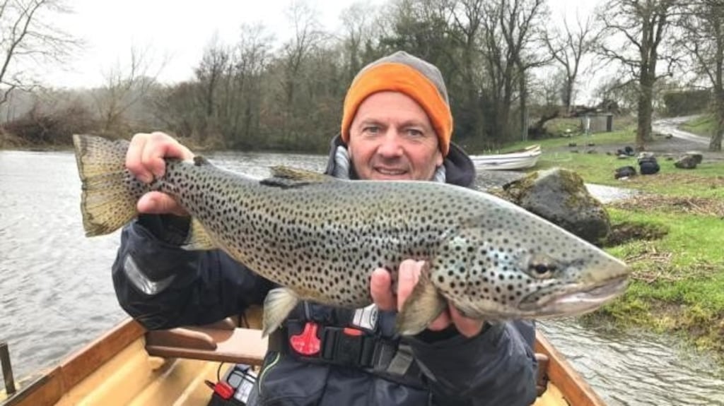 Max Mirebel with his beautiful spotted trout from Lough Sheelin.