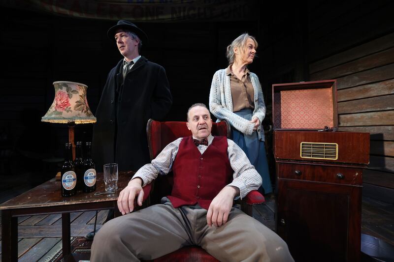 Aidan Gillen as Frank with Nigel Lindsay as Teddy on the eve of the opening of the new production of Faith Healer in the Abbey. Photograph: Nick Bradshaw