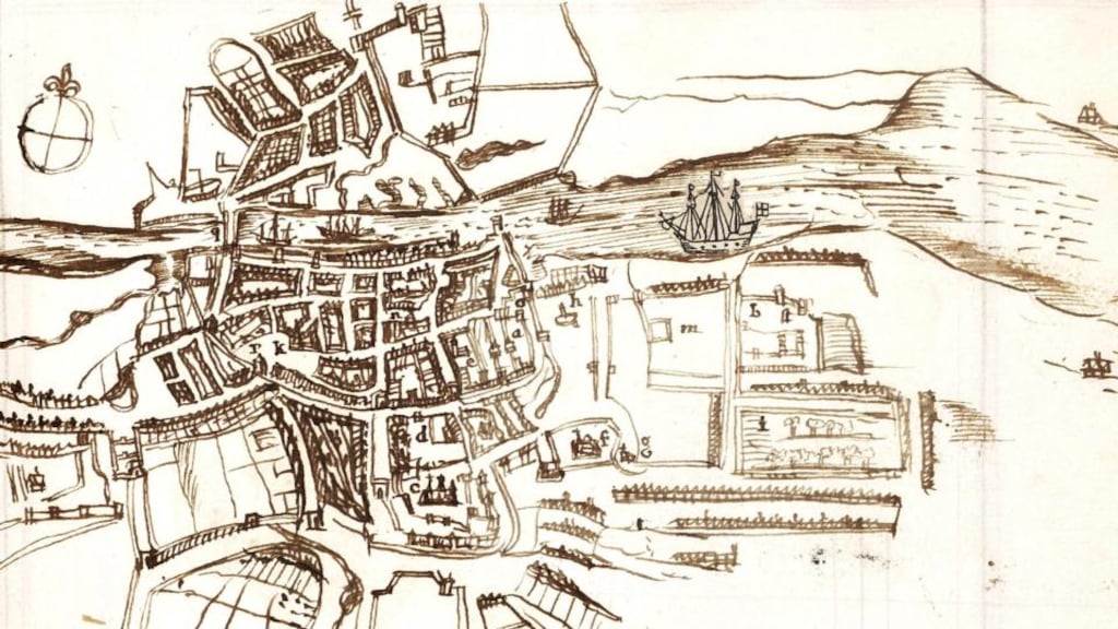 Complicated: the research stretched back to the early 18th century, long before property records were reliable. Manuscript map of Dublin in the late 17th century courtesy of the National Library of Ireland