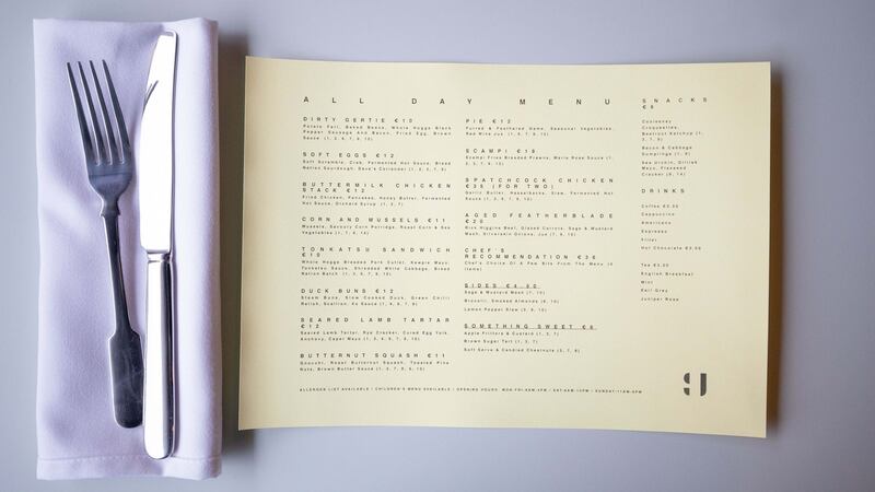 The menu at Gertrude.