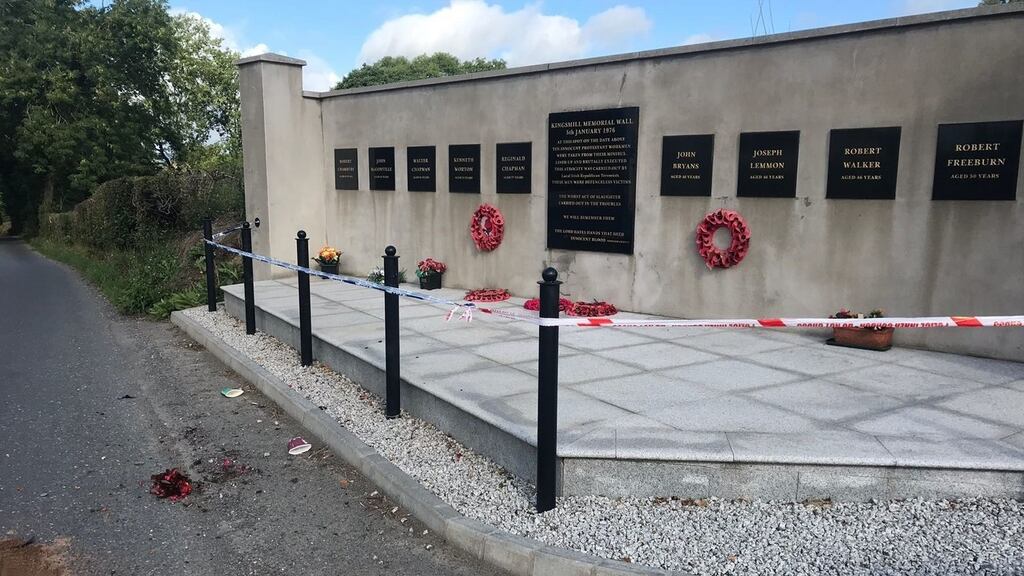 Kingsmill memorial in Co Armagh: the site has been attacked four times since it was erected in 2013. Photograph: David Taylor/PA