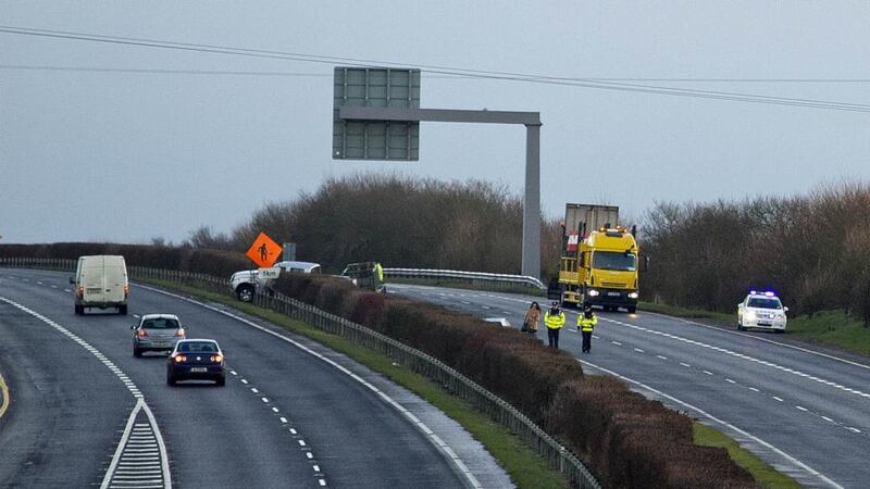 A vehicle receiveing assistance after losing control on the N 11 between Arklow and Jack White’s. Photograph: Garry O’Neill