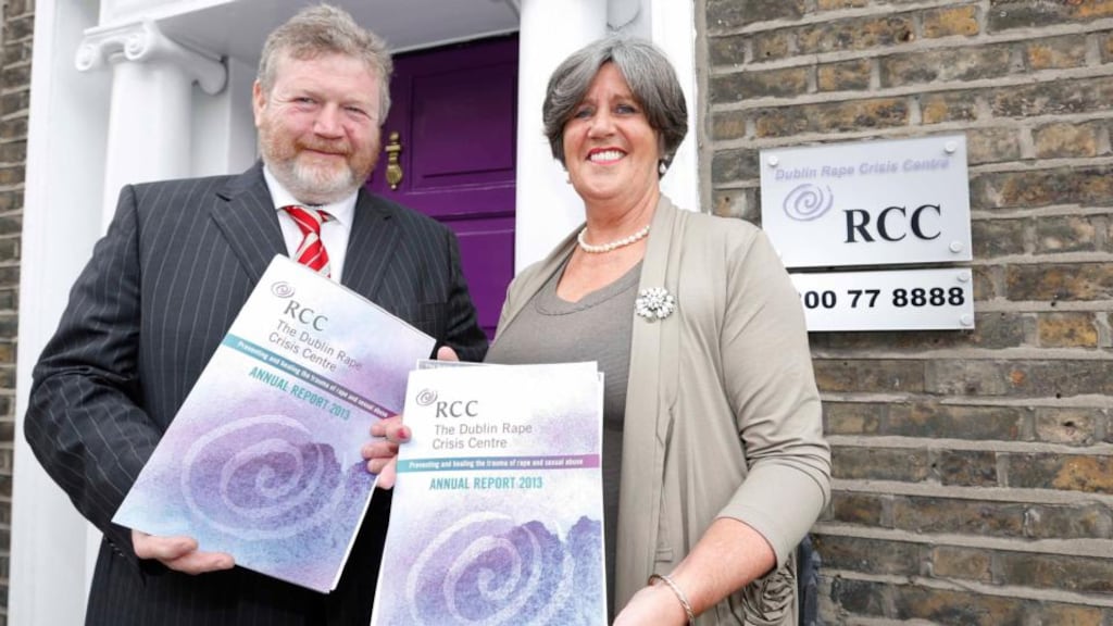 Minister for Children and Youth Affairs James Reilly and Dublin Rape Crisis Centre chief executive Ellen O’Malley Dunlop at the launch of the DRCC’s 2013 annual report. Photograph: Sasko Lazarov/Photocall Ireland