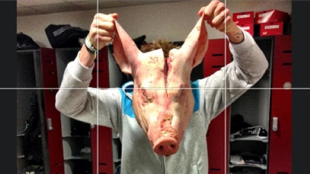 A picture posted by Stoke midfielder Brek Shea of the pig’s head allegedly placed in Kenwyne Jones’s locker.