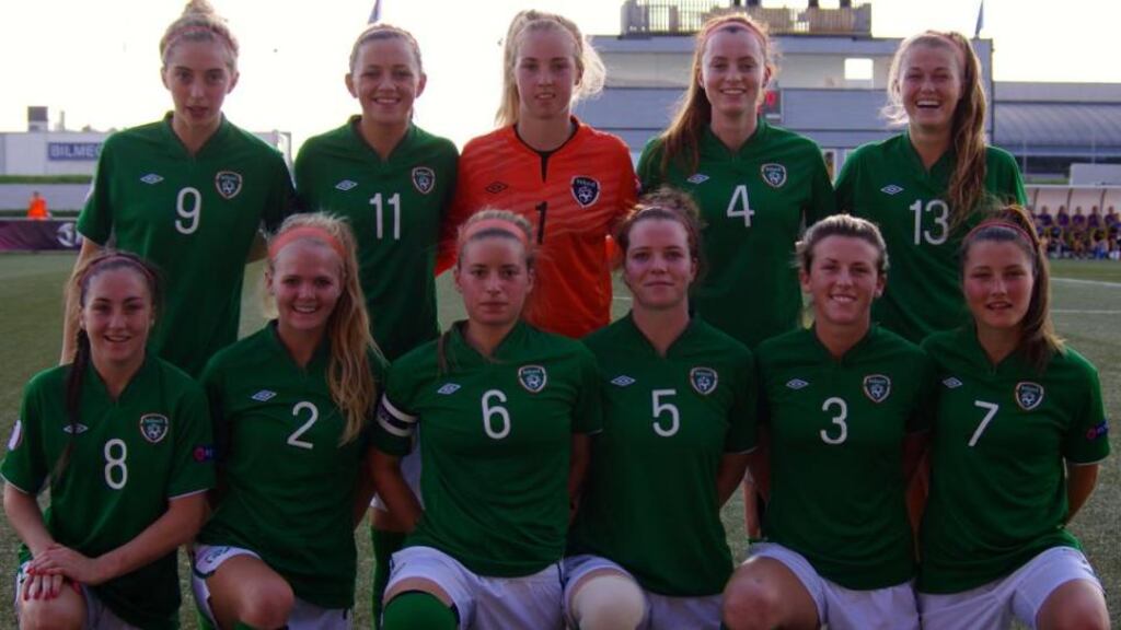 The Ireland Under-19 women’s team who beat Sweden 2-1 to reach the semi-finals of the European Championships.