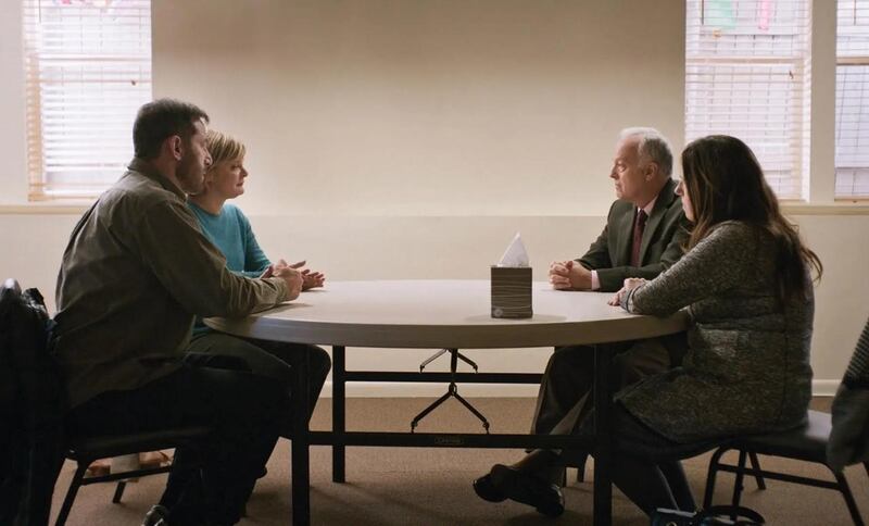 Reed Birney, Ann Dowd, Jason Isaacs, and Martha Plimpton in Mass