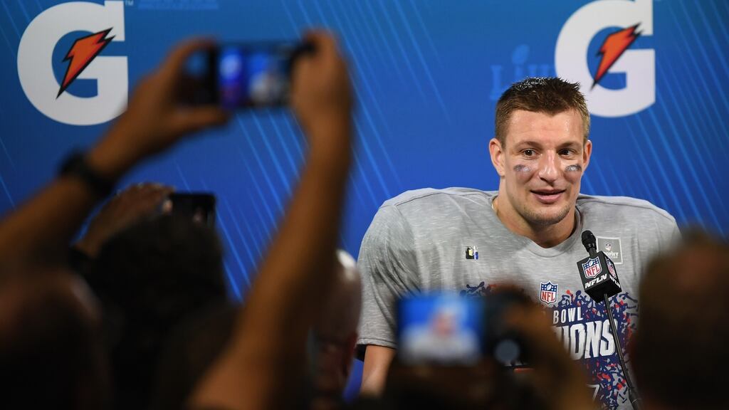 Former New England Patriot Rob Gronkowski says he has suffered 20 concussions in his career. Photo: Streeter Lecka/Getty Images