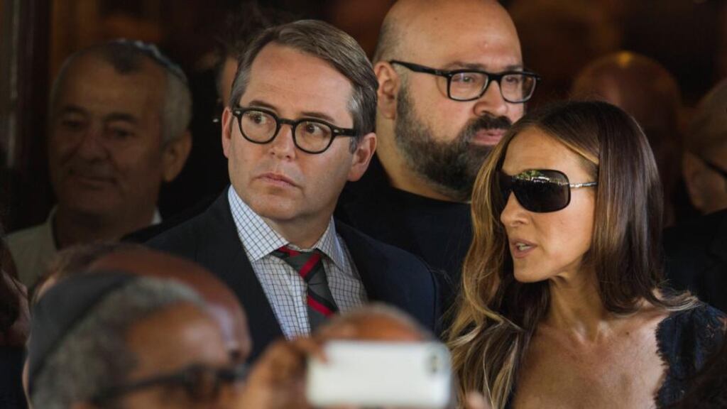 Actors Matthew Broderick and Sarah Jessica Parker at the funeral of Joan Rivers in New York. Photograph: Lucas Jackson/Reuters