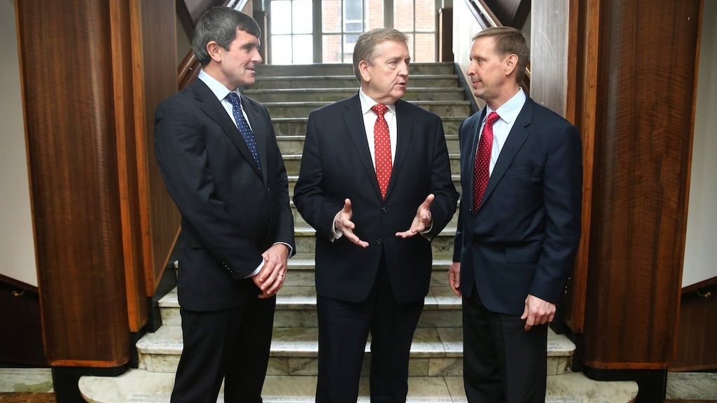 Pictured at the jobs announcement are IT development centre leader Paul O’Dwyer, Minister of State for Employment Pat Breen and Equifax interim chief information officer  Mark Rohrwasser.