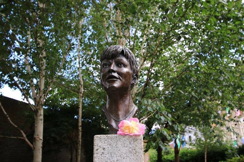 The memorial to journalist Veronica Guerin on the grounds of Dublin Castle. Her murder in 1996 led to the creation of the Criminal Assets Bureau. Photograph: Nick Bradshaw