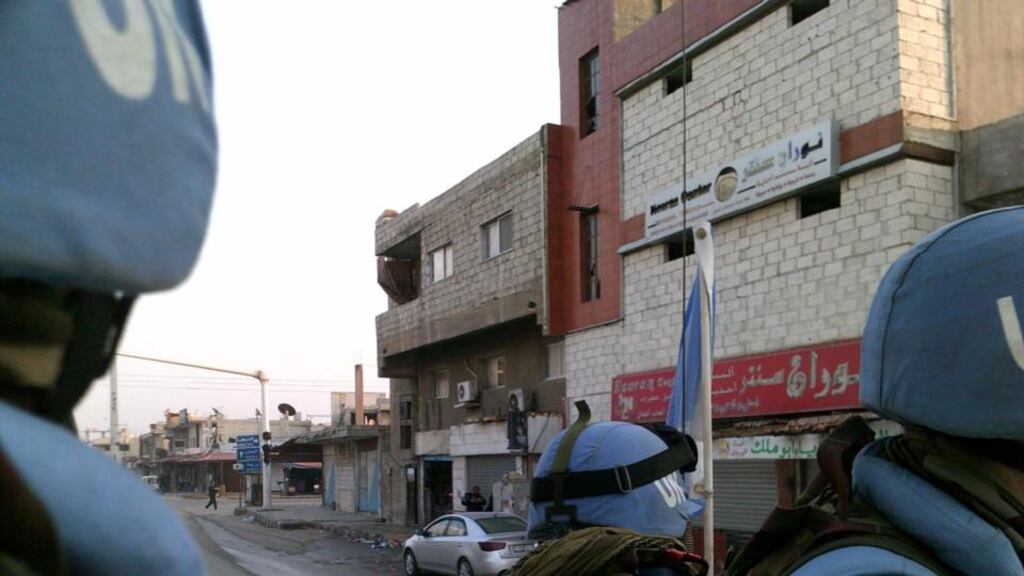 Irish UN personnel on patrol in the Golan Heights in 2013.