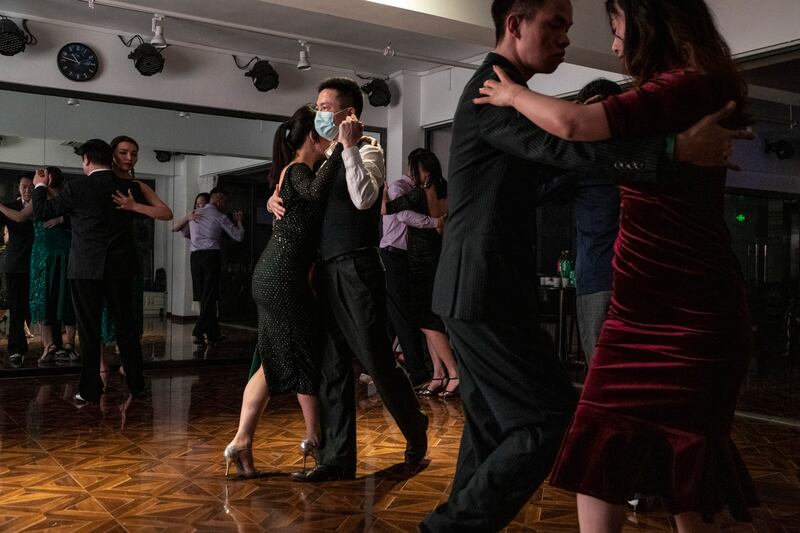 Tango aficionados meet up at a dance studio in Wuhan on January 1st. Photograph: Gilles Sabrie/The New York Times