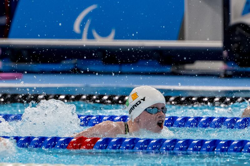 Ireland's Dearbhaile Brady just misses out on a bronze medal in the Women's 50m Butterfly. Photograph: Tom Maher/Inpho