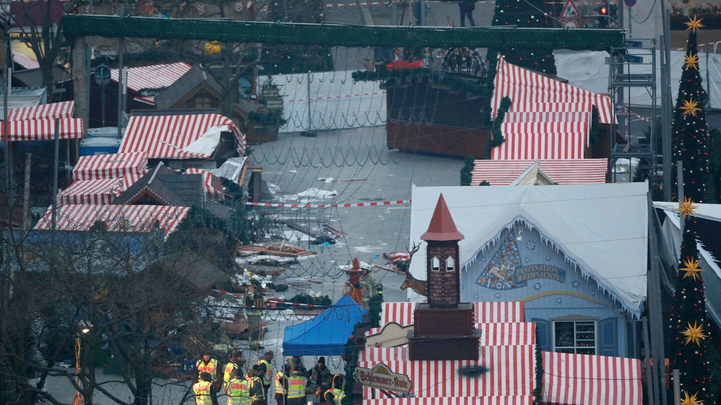 The empty Christmas market where a truck ploughed through a crowd on Breitscheidplatz square on December 20th, 2016. Photograph: Pawel Kopczynski/Reuters