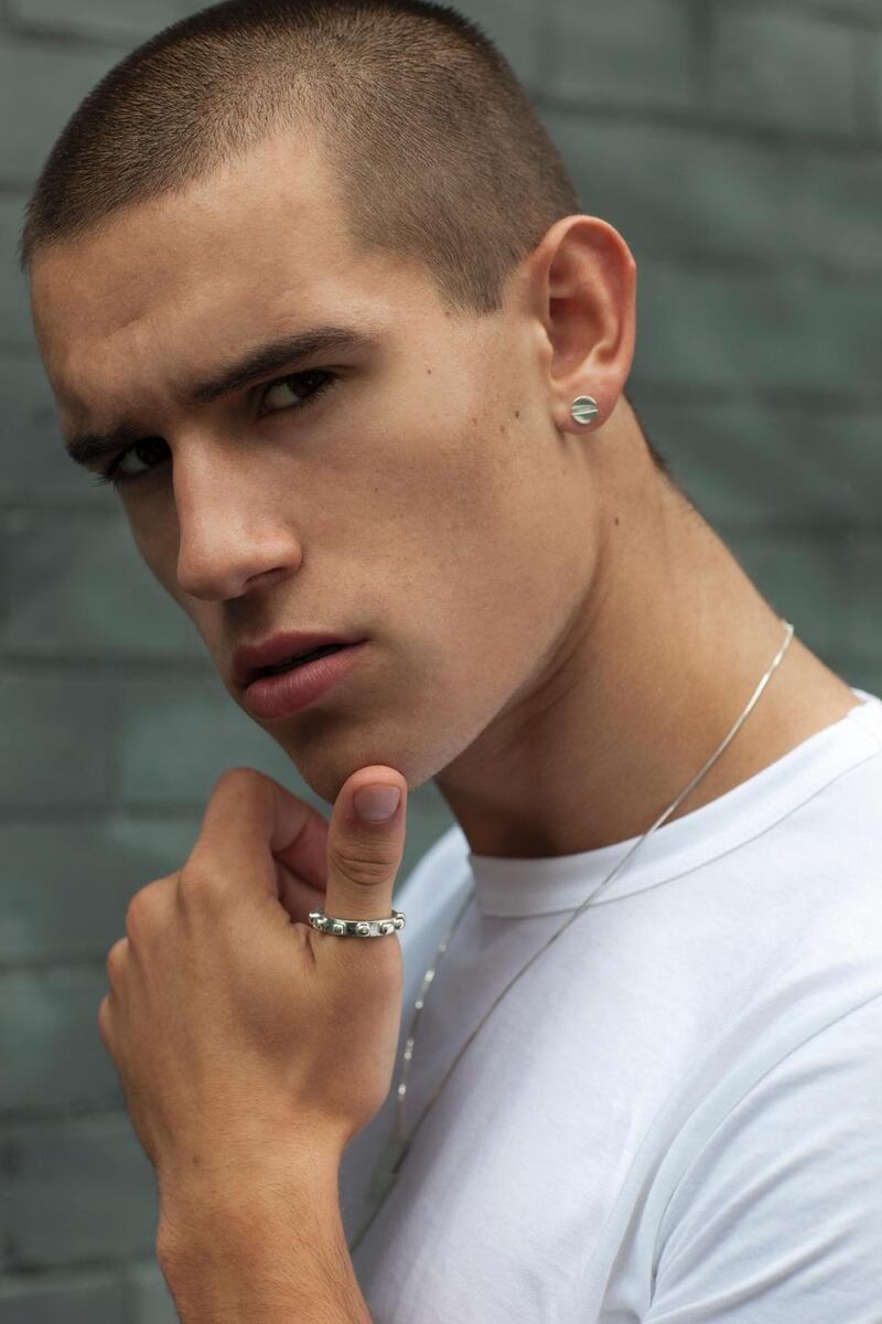 Worry ring from €215, flat head screw earring from €75 and flat top lightning bolt pendant from €149 in sterling silver from Edge Only.