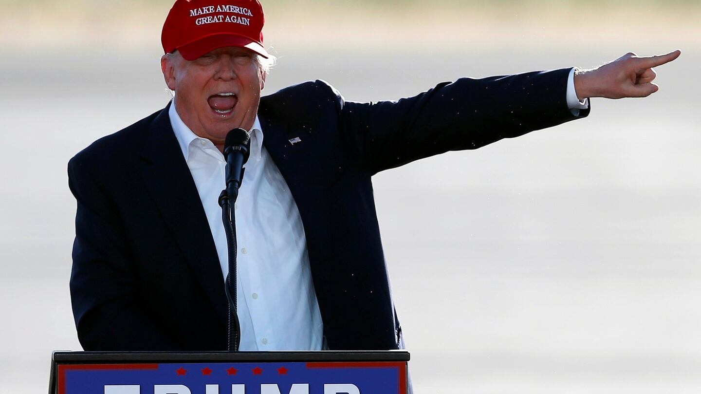 US Republican presidential candidate Donald Trump speaks at a campaign rally in Sacramento, California. Photograph: Lucy Nicholson/Reuters