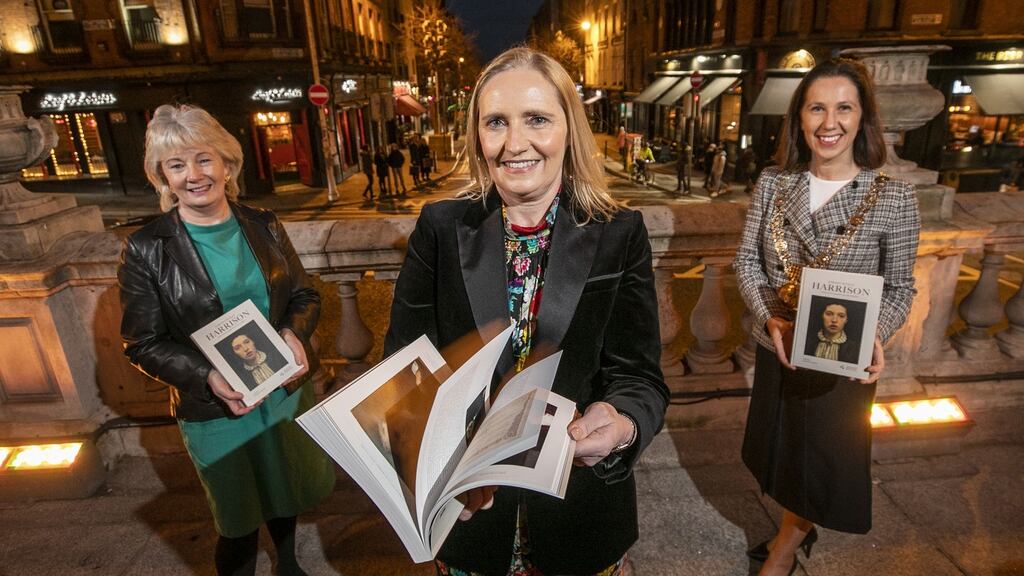 Mairead Owens, Dublin City Librarian, Lord Mayor Alison Gilliland and editor, art historian and curator Dr Margarita Cappock at the launch of Sarah Cecilia Harrison: Artist, Social Campaigner and City Councillor  in Dublin’s City Hall. Photograph: Chris Bellew/ Fennell Photography