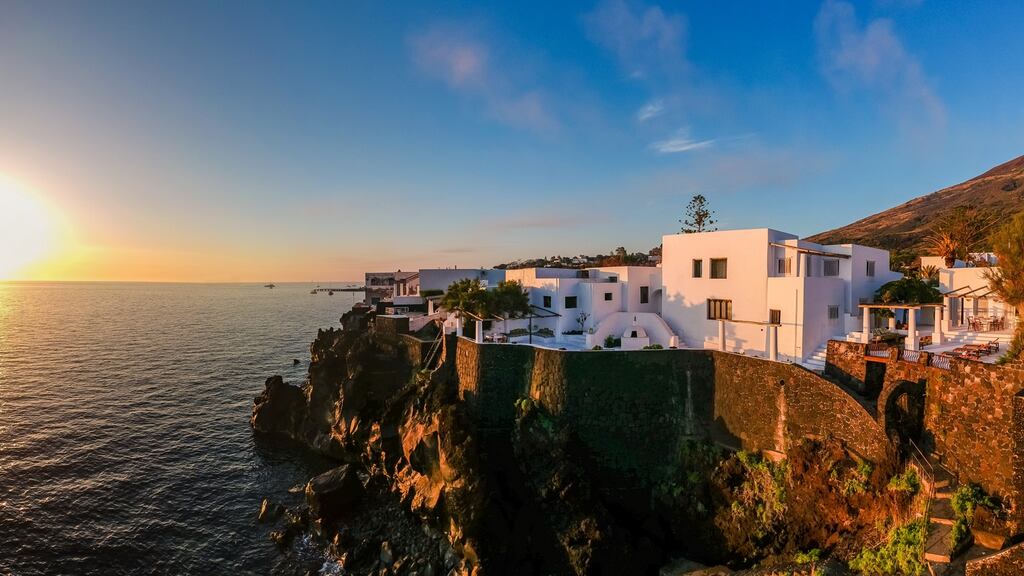 The villa sits on the side of the island