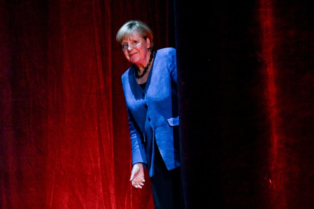 Former German Chancellor Angela Merkel during 'So what is my country?' conversation with Alexander Osang at the Berliner Ensemble in Berlin, Germany, 07 June 2022.