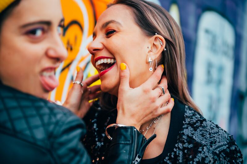 Chanclete and Valdemort wearing Edge Only rings, lighning bolt earrings, threader earrings, necklace and bangle. Photograph: Ruth Medjber