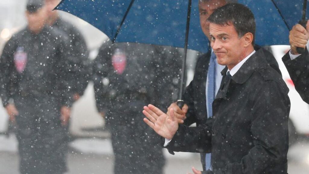 French prime minister Manuel Valls at a migrants’ reception centre in Calais: a visit to “the jungle” was too great a security risk. Photograph: Denis Charlet/EPA