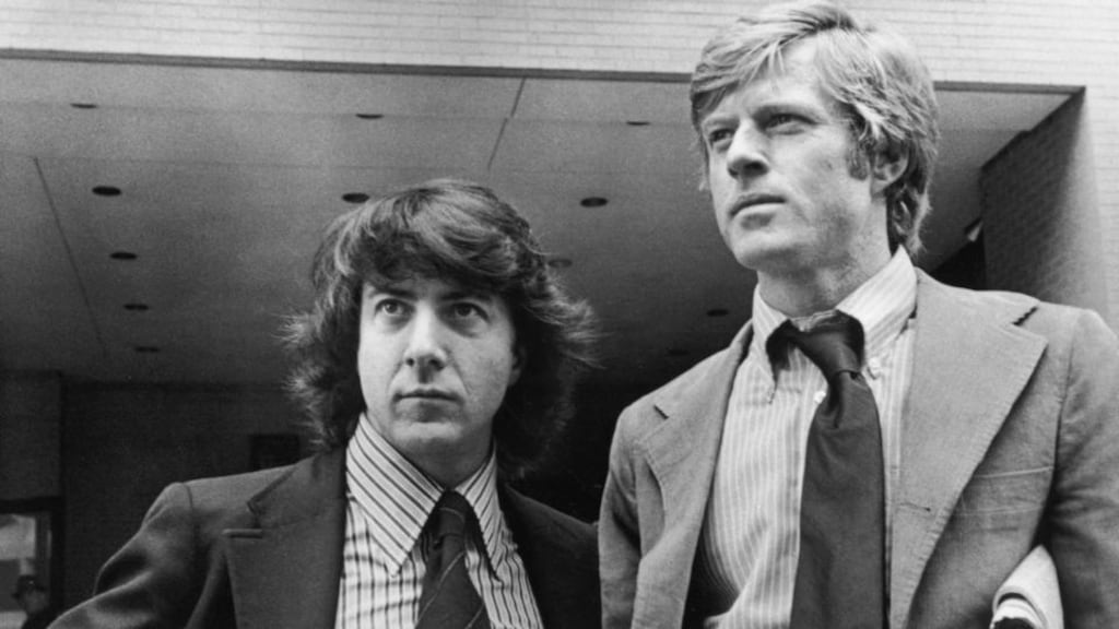 Dustin Hoffman and Robert Redford as Carl Bernstein and Bob Woodward in the film All The President’s Men. Photograph: Warner Bros/Getty Images