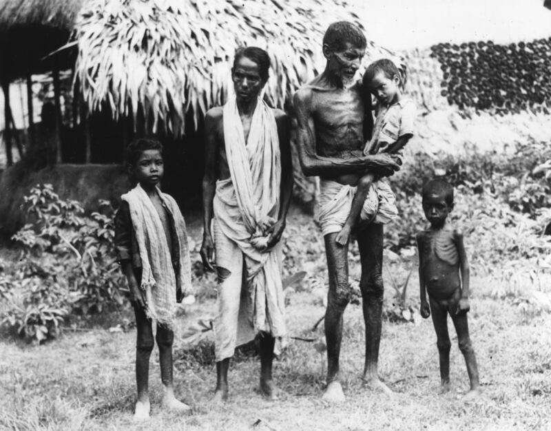 A family arrives in Calcutta in search of food in 1943. Photograph: Keystone/Getty Images