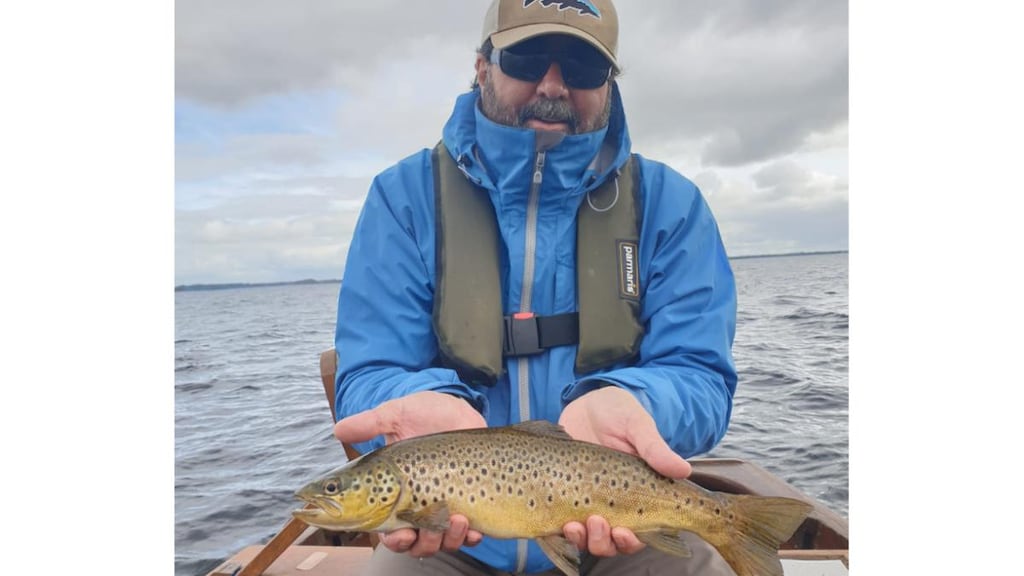Brandon Hamber with a 1.75lb trout from the Cornamona area on Lough Corrib.