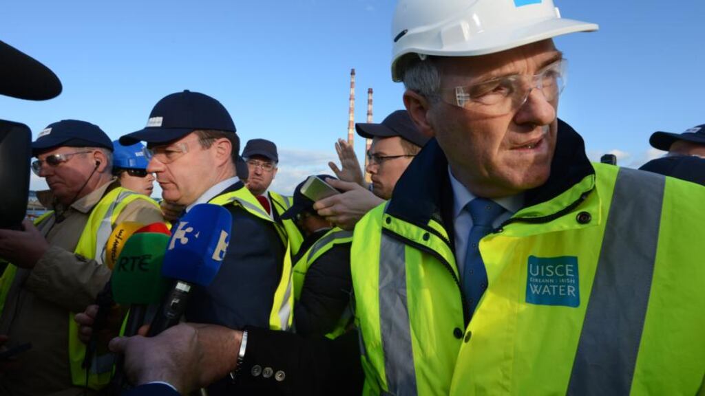Minister for the environment Alan Kelly with John Tiernney, chief executive of Irish Water: the new entity is among Murray Consultants’ clients. Photograph: Cyril Byrne