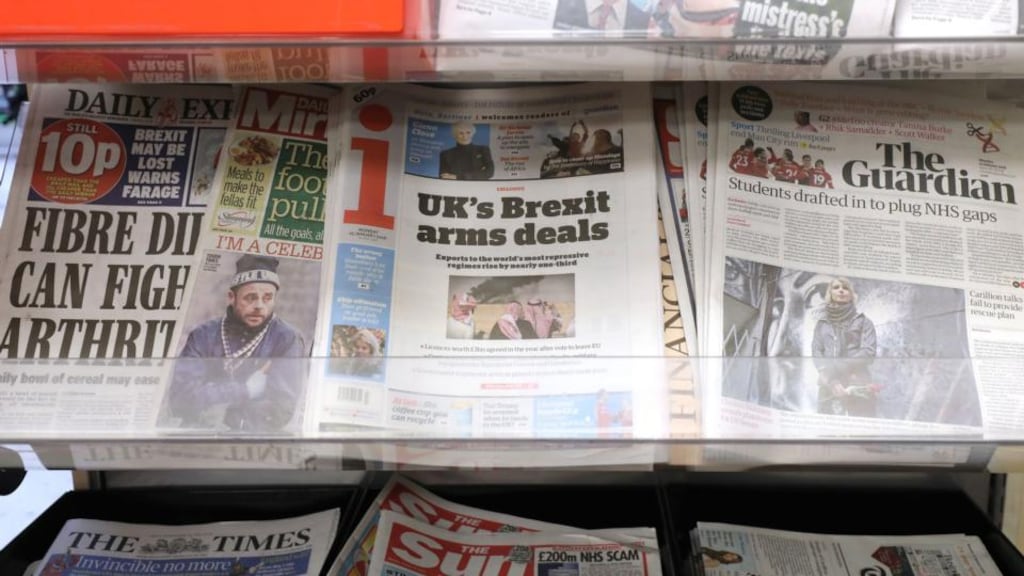 The ‘i’ newspaper on sale at a shop in London. Johnston Press, the publisher of the i, The Scotsman and The Yorkshire Post, has announced its intention to place itself in to administration. Photograph: PA