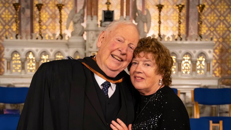 Tom Boyle (82) with his wife Phyllis at his graduation from Waterford Institute of Technology. Photograph: Patrick Browne