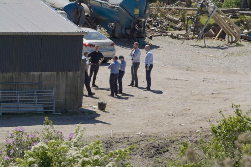 Gardaí on Michael Gaine's farm at Carrig East, Kenmare. Photograph: Noel Sweeney/PA Wire