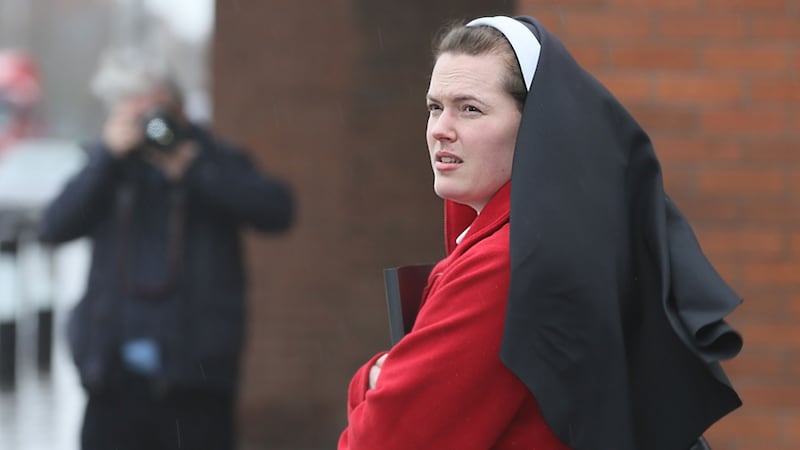 Sister Maria Sidorova of the Redemptoristines Superioress FTB leaving the Four Courts after a Circuit Civil Court hearing. Photograph: Courts Collins