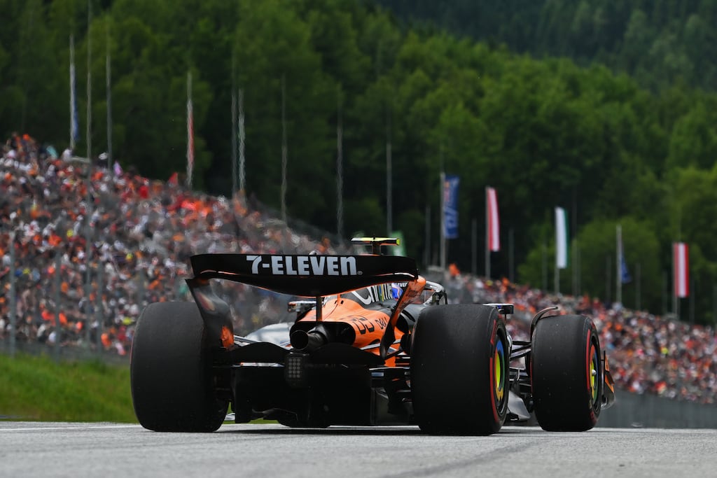 Alex Dunne of Ireland driving the McLaren MCL39 Mercedes on track. Photograph: Rudy Carezzevoli/Getty