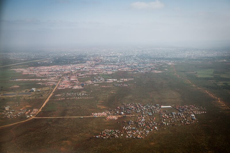 Baidoa, Somalia, has more than doubled in size as a result of displaced people arriving in search of aid, officials say. Photograph: Sally Hayden