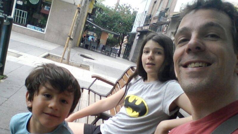 Diarmuid Hayes with his kids Alanna and Christopher in Madrid.