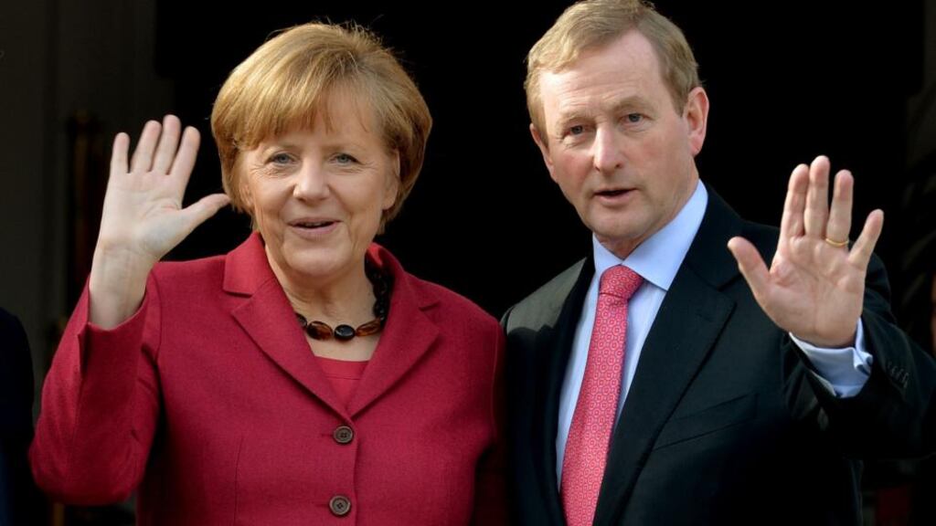 German chancellor Angela Merkel and Taoiseach Enda Kenny meeting earlier this year. They will meet again today. Photograph: David Sleator