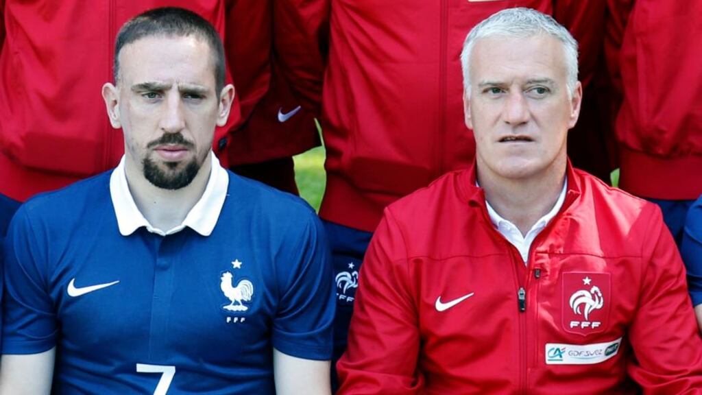 Franck Ribery (left) has enjoyed considerabley better form in the national team under manager Didier Deschamps. Photograph: Reuters