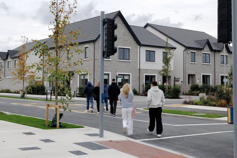Prospective buyers view some of the houses built as part of the Mason Cross development by Cairn Homes, on the outskirts of Newcastle village, Co. Dublin